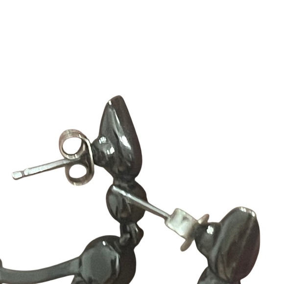 Givenchy Vintage Chandelier Earrings Gunmetal Purple Green Rhinestone Dangle 2" - Picture 9 of 10